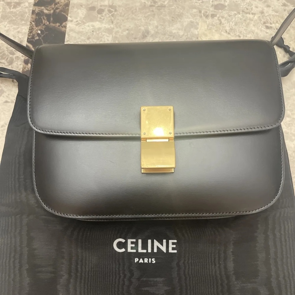 Celine Medium Classic Box Calfskin Black